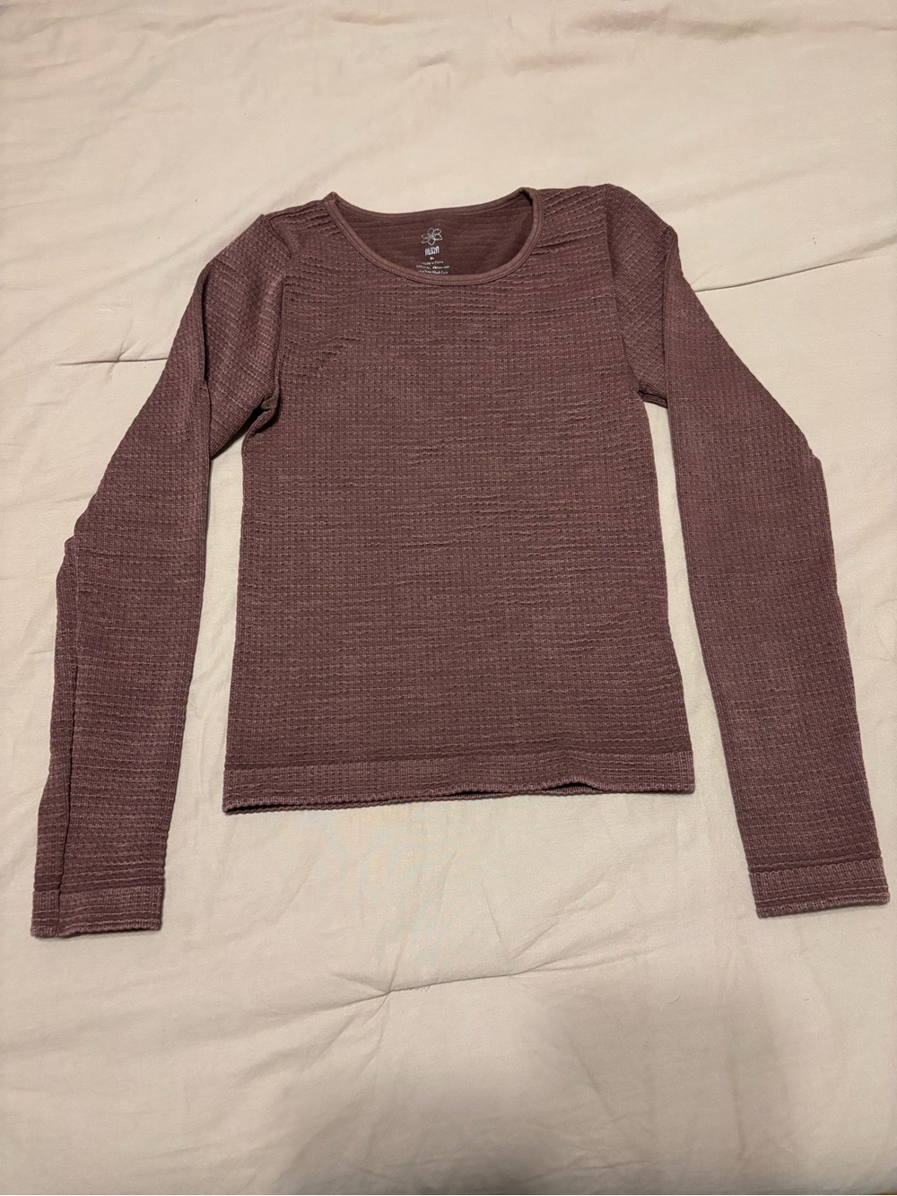 Aura Ribbed Waffle Long Sleeve Top - Brown